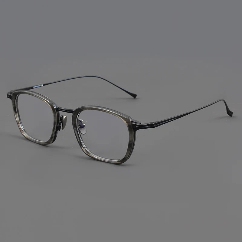 Aimee Unisex Full Rim Big Square Titanium Acetate Eyeglasses 94224 Full Rim Aimee Grey-Stripes