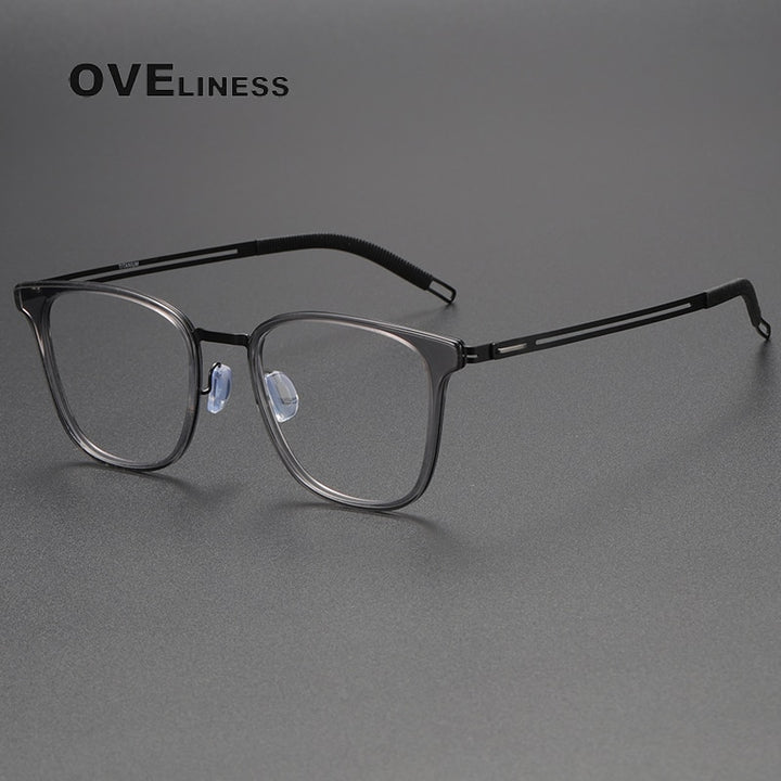 Oveliness Unisex Full Rim Square Titanium Eyeglasses 8202301 Full Rim Oveliness grey black