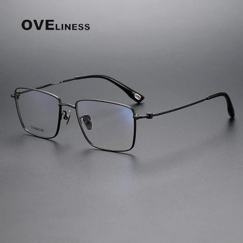 Oveliness Men's Full Rim Square Titanium Eyeglasses 80906 Full Rim Oveliness black  