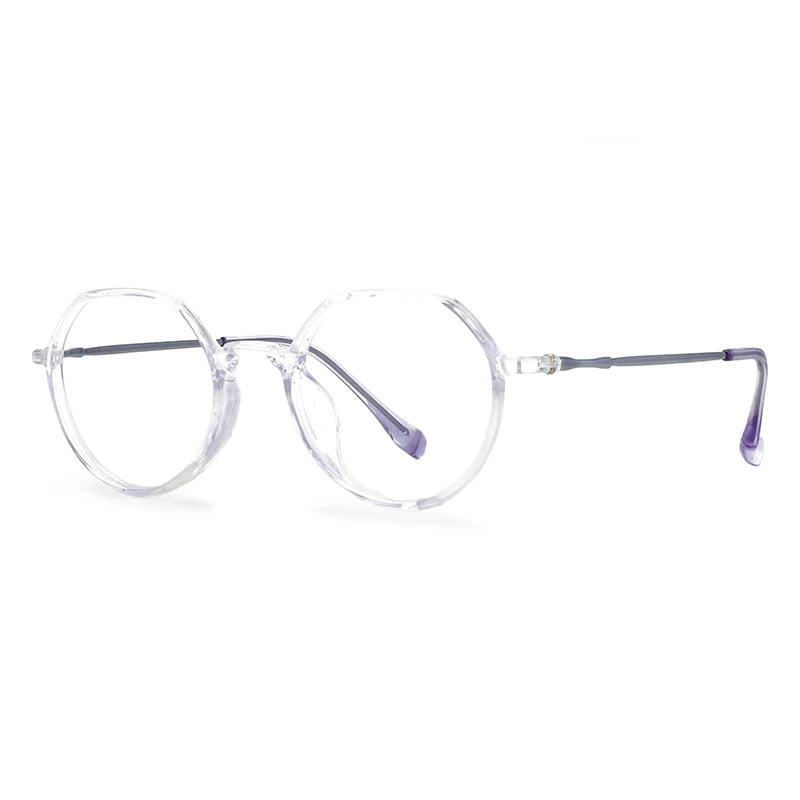 CCspace Unisex Full Rim Round Tr 90 Titanium Eyeglasses 57100 Full Rim CCspace Clear