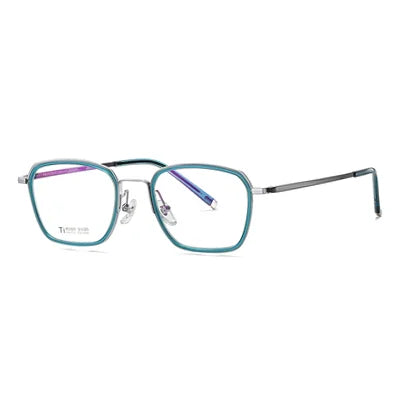 Ralferty Unisex Full Rim Polygon Square Titanium Eyeglasses 92325 Full Rim Ralferty C4 Clear Blue CHINA