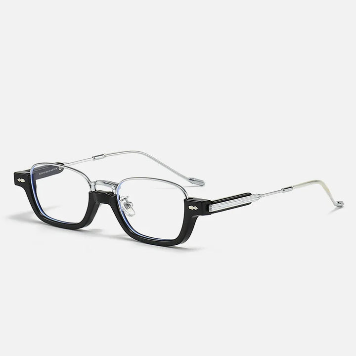 Kocolior Unisex Semi Rim Acetate Stainless Steel Hyperopic Reading Glasses 22015 Reading Glasses Kocolior Black 0