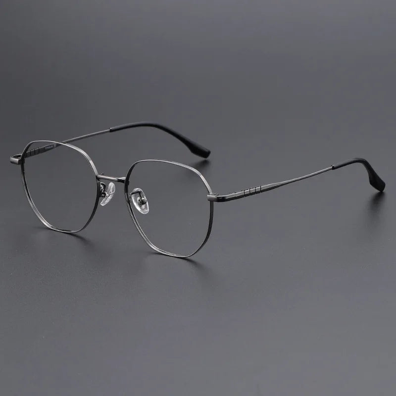 Momoja Unisex Full Rim Flat Top Polygon Titanium Eyeglasses 71280