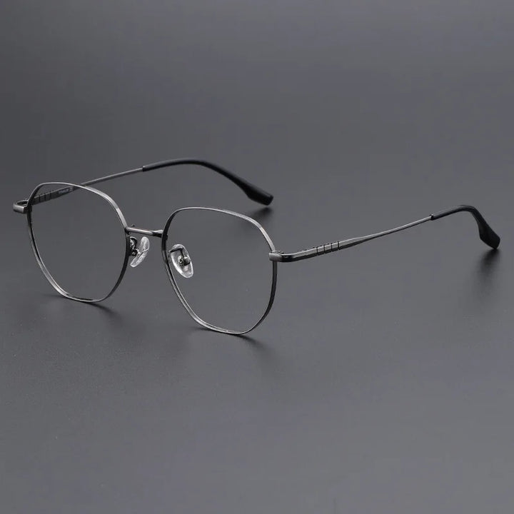 Momoja Unisex Full Rim Flat Top Polygon Titanium Eyeglasses 71280