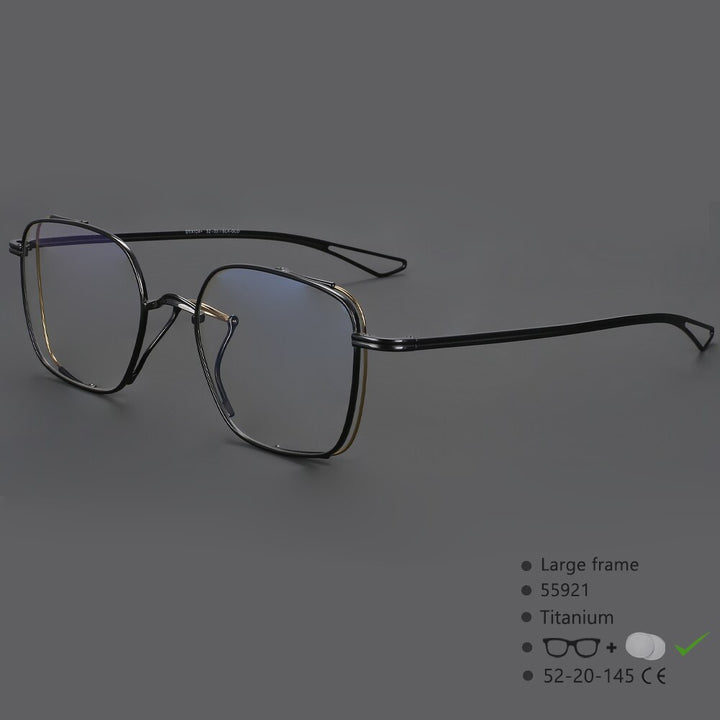 CCspace Unisex Full Rim Square Hand Crafted Titanium Eyeglasses 55921 Full Rim CCspace Gun China