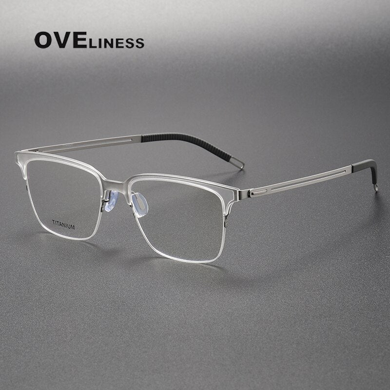 Oveliness Unisex Full Rim Square Screwless Titanium Eyeglasses 8202312 Full Rim Oveliness transparent silver