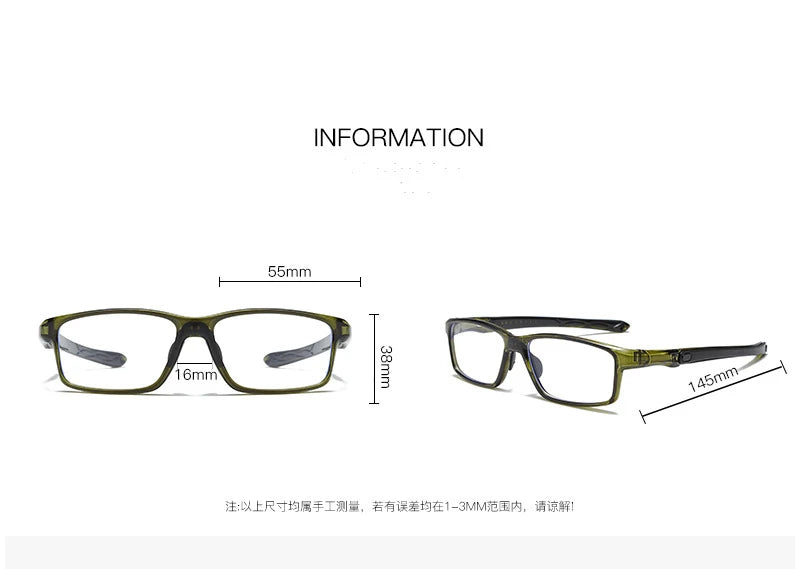 Kocolior Unisex Full Rim Rectangle Polycarbonate Sport Eyeglasses Fj81 Full Rim Kocolior
