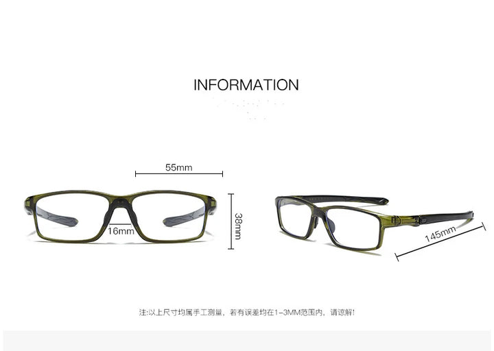Kocolior Unisex Full Rim Rectangle Polycarbonate Sport Eyeglasses Fj81 Full Rim Kocolior
