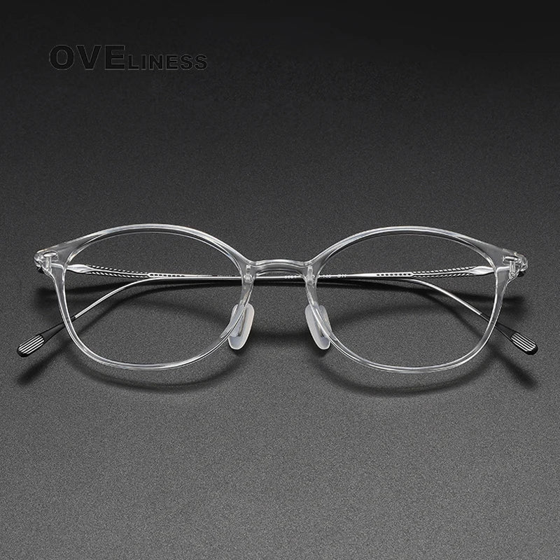 Oveliness Unisex Full Rim Square Acetate Titanium Eyeglasses 8654 Full Rim Oveliness