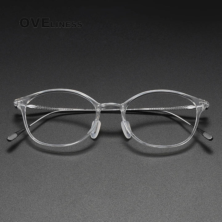 Oveliness Unisex Full Rim Square Acetate Titanium Eyeglasses 8654 Full Rim Oveliness