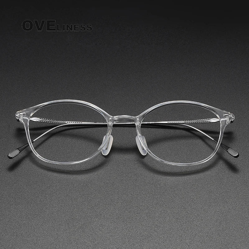 Oveliness Unisex Full Rim Square Acetate Titanium Eyeglasses 8654 Full Rim Oveliness   
