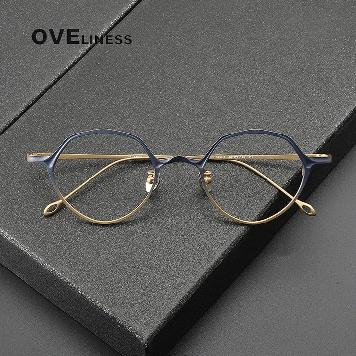 Oveliness Unisex Full Rim Irregular Round Titanium Eyeglasses 81019