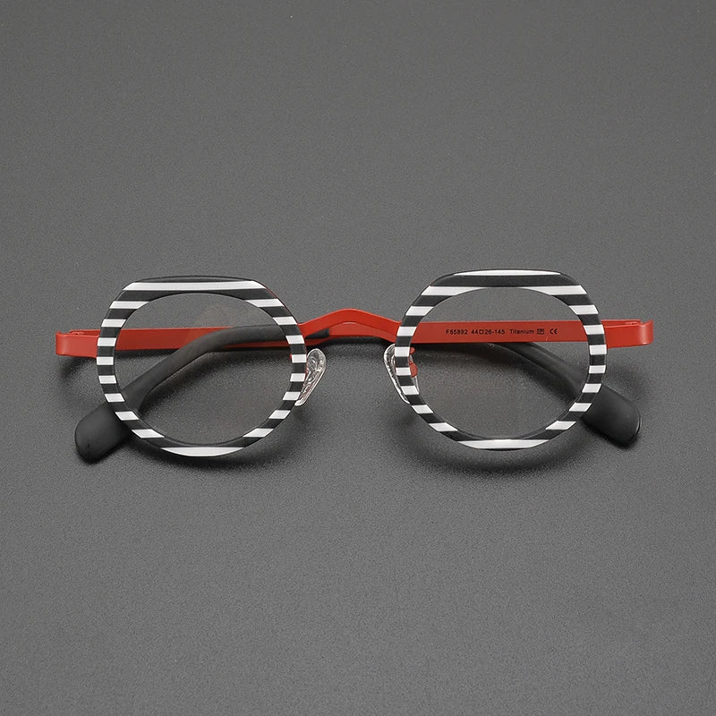 Nobler Women's Full Rim Flat Top Round Titanium Acetate Eyeglasses 185892 Full Rim Nobler C7