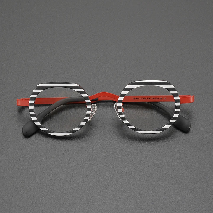 Nobler Women's Full Rim Flat Top Round Titanium Acetate Eyeglasses 185892 Full Rim Nobler C7