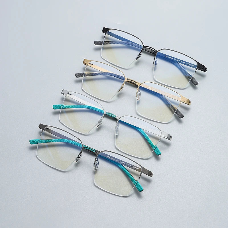 Gatenac Unisex Semi Rim Square Titanium Eyeglasses Gxyj1153 Semi Rim Gatenac