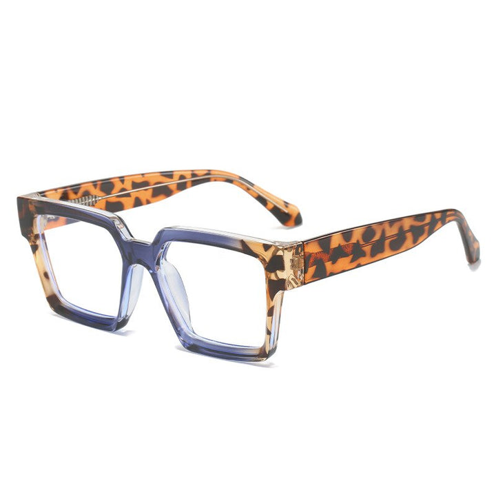 CCspace Unisex Full Rim Square PC Plastic Eyeglasses 56604 Full Rim CCspace C8BlueLeopard