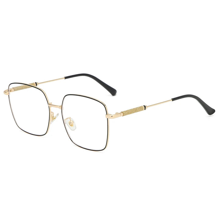 Kocolior Mens Full Rim Large Square Alloy Reading Glasses 8960 Reading Glasses Kocolior Black Gold 0