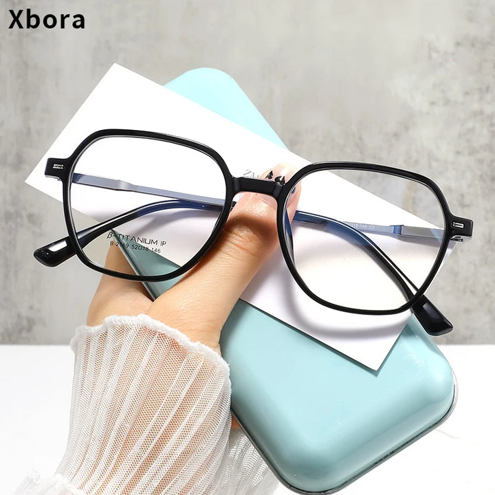 Xbora Women's Full Rim Polygonal Tr 90 Alloy Eyeglasses 42169