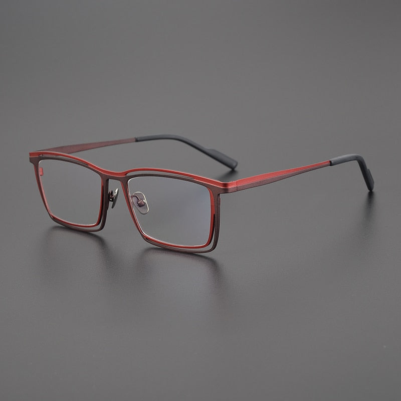 Gatenac Unisex Full Rim Square Titanium Eyeglasses Gxyj1021 Full Rim Gatenac Red