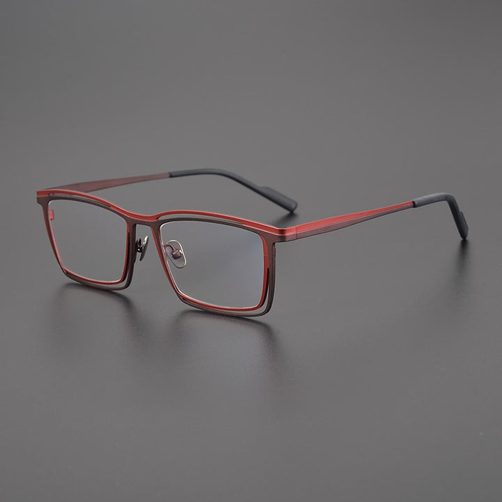 Gatenac Unisex Full Rim Square Titanium Eyeglasses Gxyj1021 Full Rim Gatenac Red