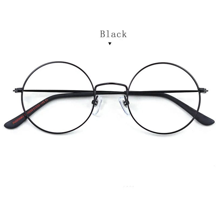 Hdcrafter Unisex Full Rim Round Titanium Eyeglasses 2282 Full Rim Hdcrafter Eyeglasses Black