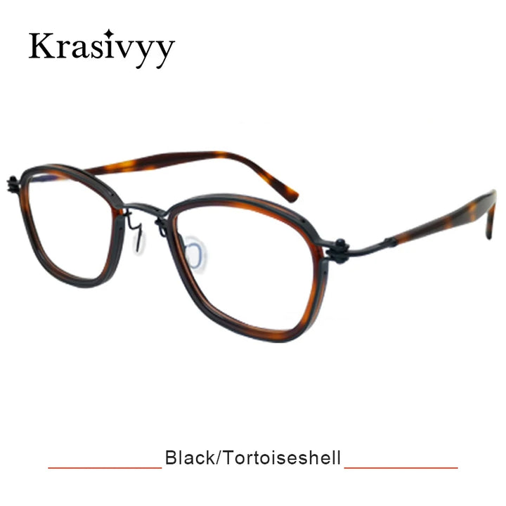 Krasivyy Men's Full Rim Oval Square Acetate Titanium Eyeglasses 55861