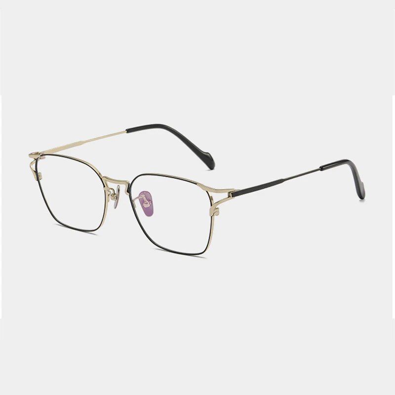Gatenac Unisex Full Rim Square Titanium Eyeglasses Gxyj1138 Full Rim Gatenac Black Gold