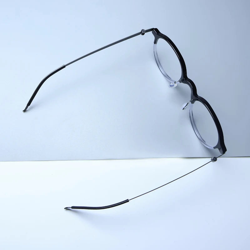 Gatenac Unisex Full Rim Round Screwless Acetate Eyeglasses Gxyj1452 Full Rim Gatenac