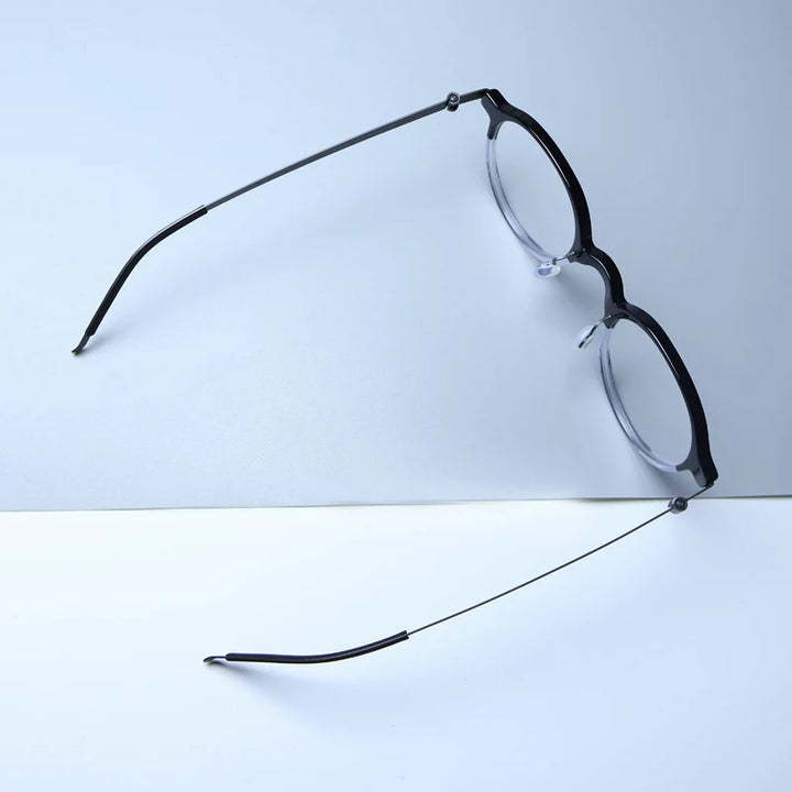 Gatenac Unisex Full Rim Round Screwless Acetate Eyeglasses Gxyj1452 Full Rim Gatenac