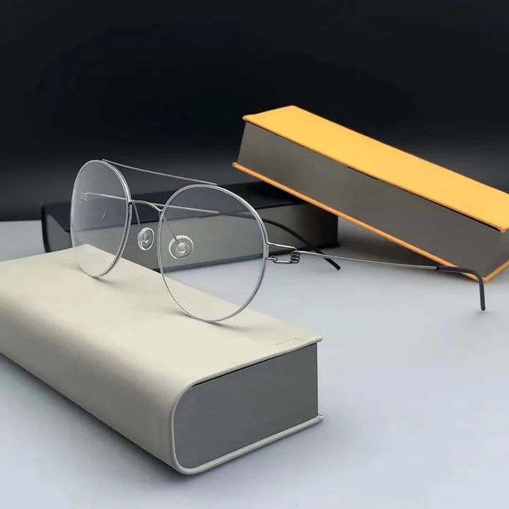 Aimee Women's Full Rim Round Double Bridge Titanium Eyeglasses 15044