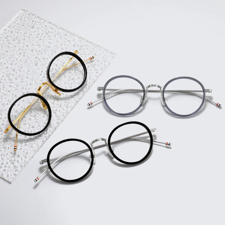 Black Mask Unisex Full Rim Acetate Alloy Round Eyeglasses X906 Full Rim Black Mask