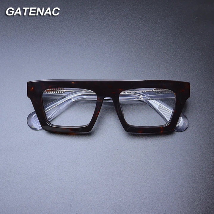 Gatenac Unisex Full Rim Square Acetate Eyeglasses Gxyj-1176 Full Rim Gatenac