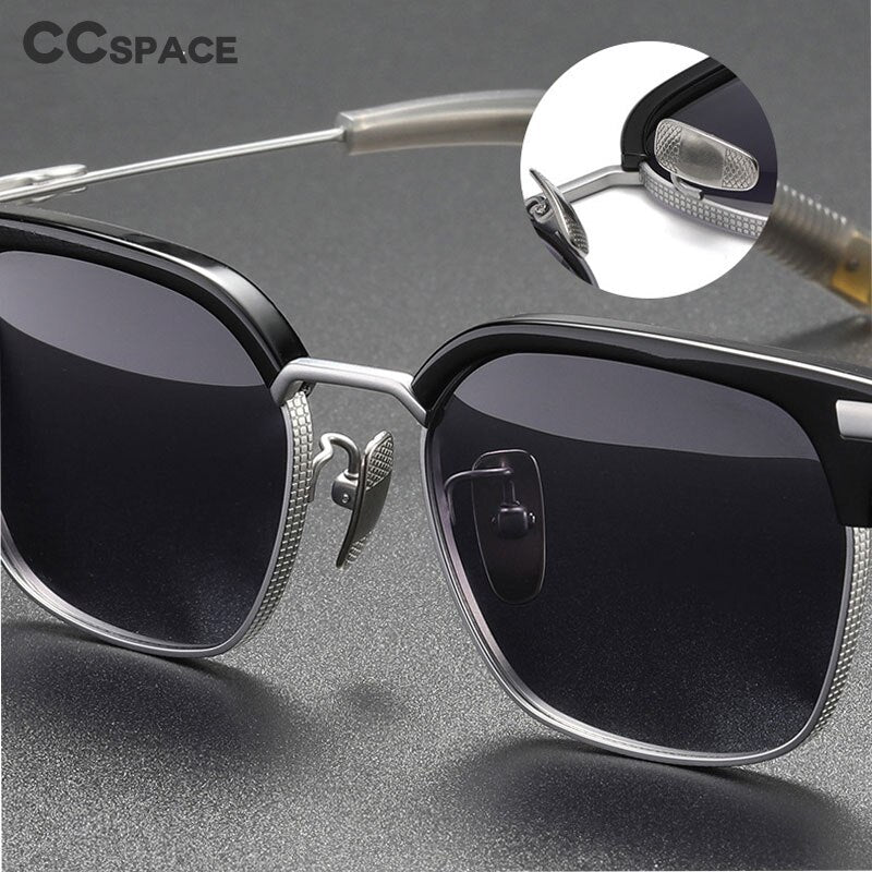 CCspace Men's Full Rim Square Titanium Acetate Polarized Sunglasses 56249 Sunglasses CCspace Sunglasses