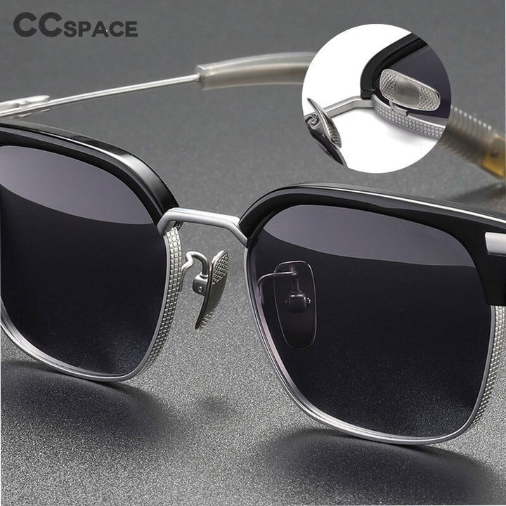 CCspace Men's Full Rim Square Titanium Acetate Polarized Sunglasses 56249 Sunglasses CCspace Sunglasses