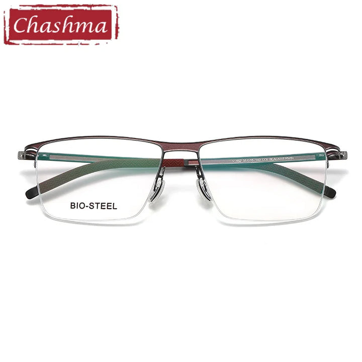 Chashma Ottica Men's Full Rim Brow Line Square Titanium Eyeglasses 462 Full Rim Chashma Ottica   