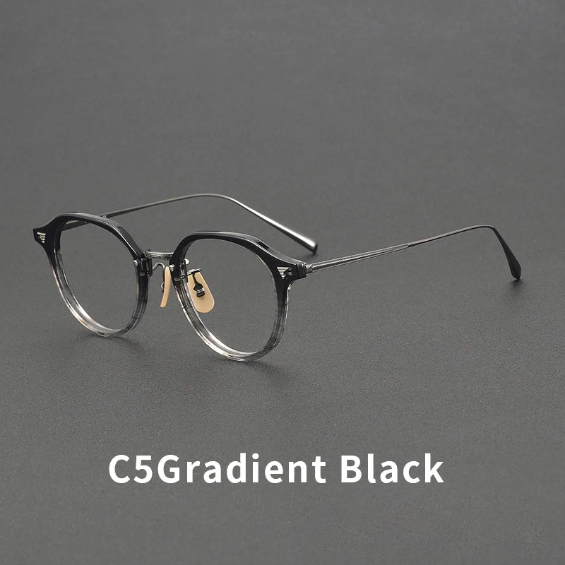 Xbora Women's Full Rim Oval Round Acetate Titanium Eyeglasses 61573