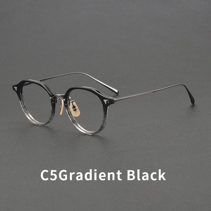 Xbora Women's Full Rim Oval Round Acetate Titanium Eyeglasses 61573