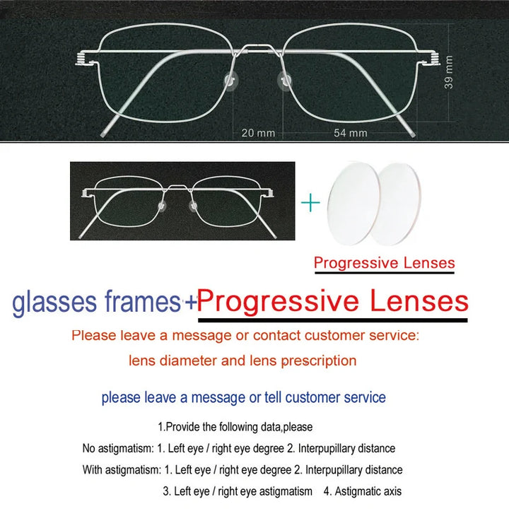 Yujo Unisex Full Rim Oval Square Screwless Steel Eyeglasses 61425