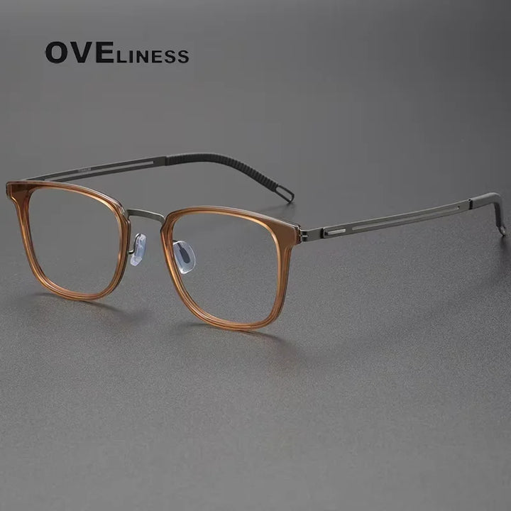 Oveliness Women's Full Rim Square Acetate Titanium Eyeglasses 82028