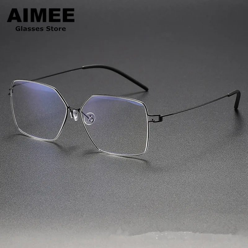 Aimee Women's Full Rim Polygon Square Screwless Titanium Eyeglasses 61008