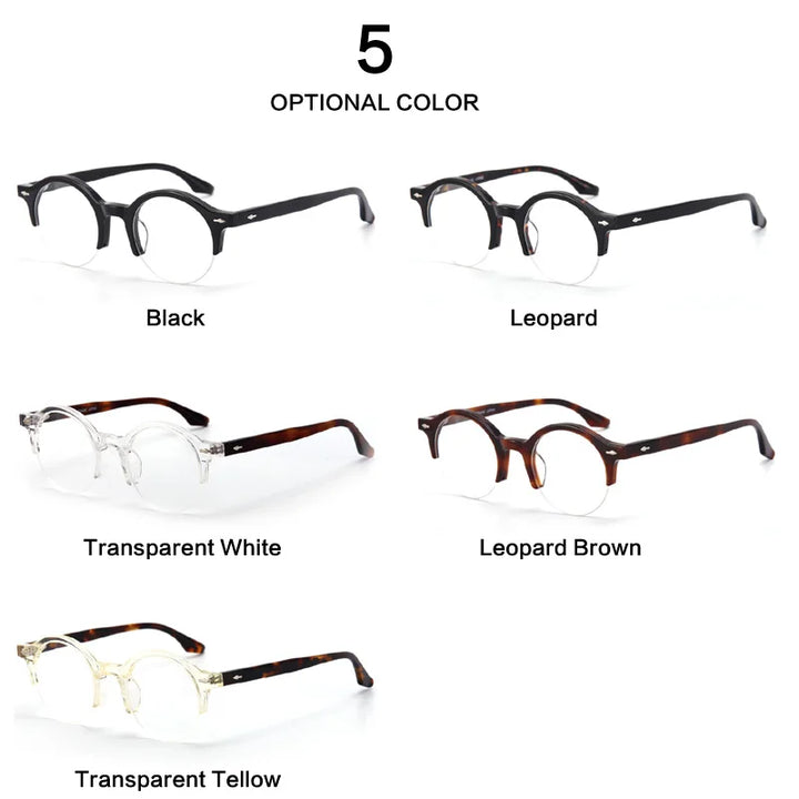 Muzz Unisex Semi Rim Round Acetate Eyeglasses Nn021 Semi Rim Muzz