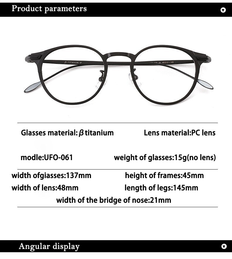 KatKani Unisex Full Rim Round Titanium Eyeglasses 061 Full Rim KatKani Eyeglasses   