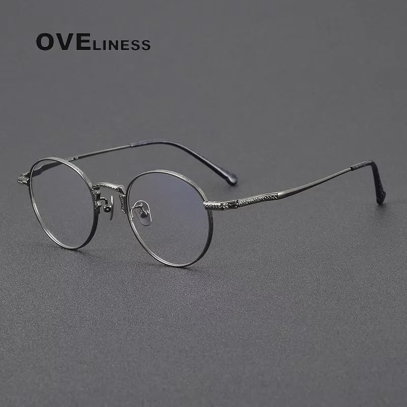 Oveliness Women's Full Rim Round Acetate Titanium Eyeglasses 841042