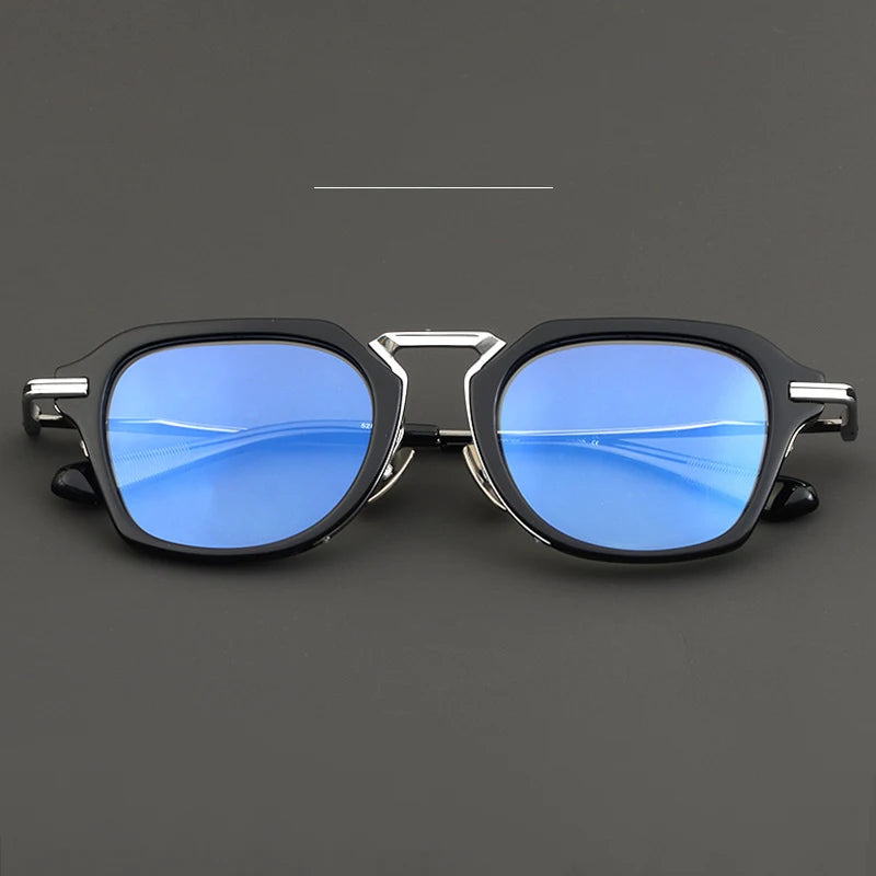 Black Mask Unisex Full Rim Titanium Square Eyeglasses D413 Full Rim Black Mask