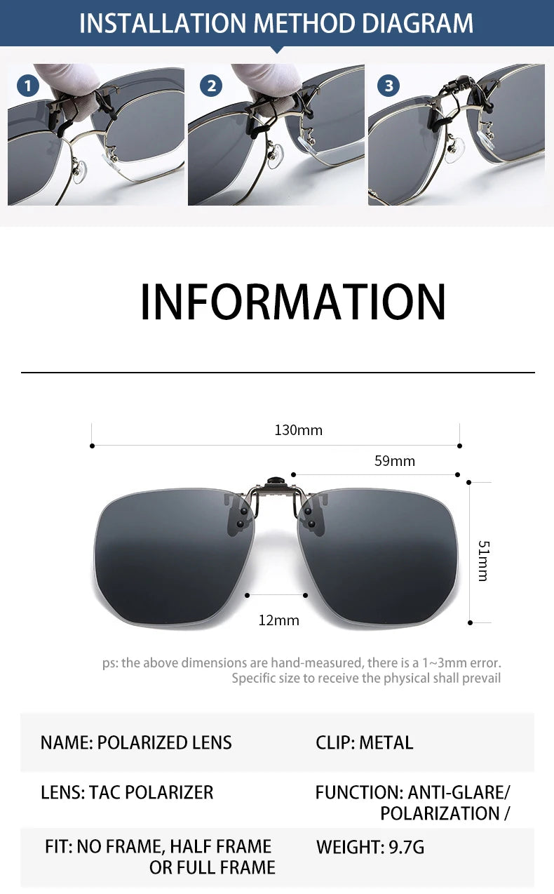 Vicky Unisex Rimless Round Tr 90 Alloy  Polarized Clip On Sunglasses V001 Clip On Sunglasses Vicky