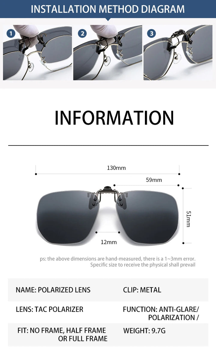 Vicky Unisex Rimless Round Tr 90 Alloy  Polarized Clip On Sunglasses V001 Clip On Sunglasses Vicky