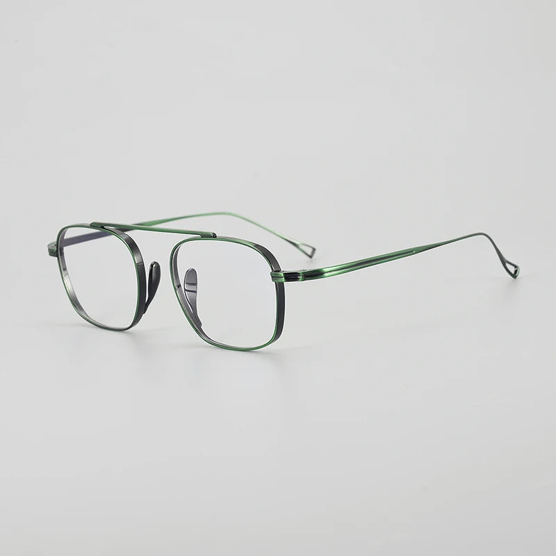 Gatenac Unisex Full Rim Small Square Titanium Eyeglasses Gxyj1474 Full Rim Gatenac Black Green