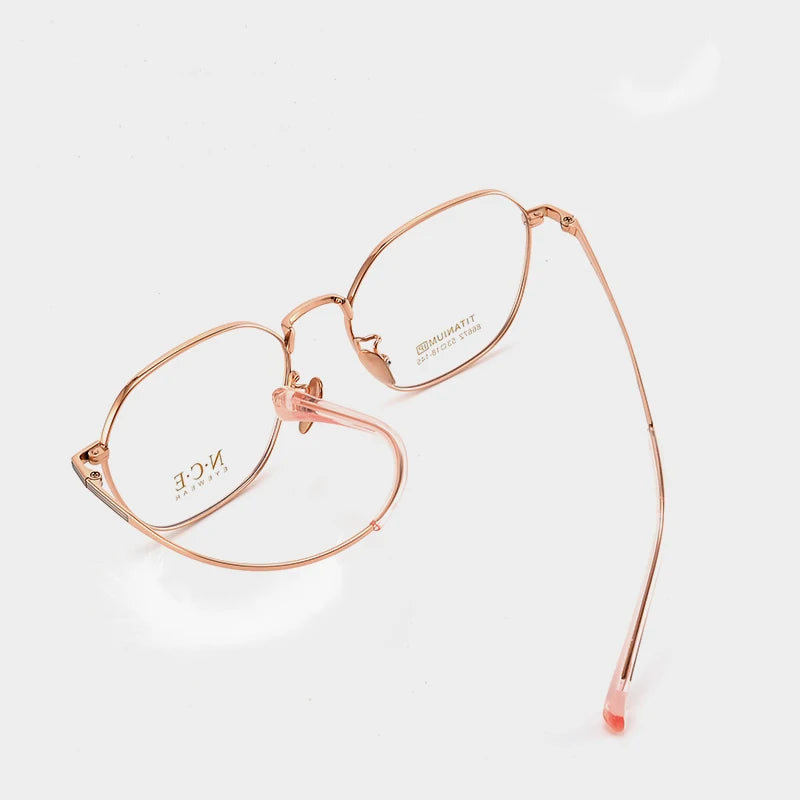 Bclear Unisex Full Rim Polygon Titanium Eyeglasses 86672 Full Rim Bclear