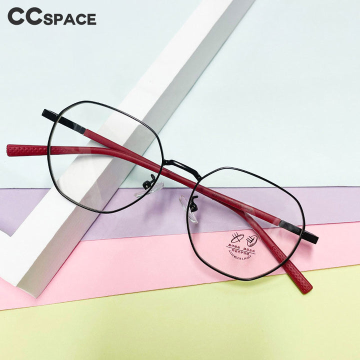 CCspace Unisex Youth Full Rim Polygon Alloy Eyeglasses 56567 Full Rim CCspace