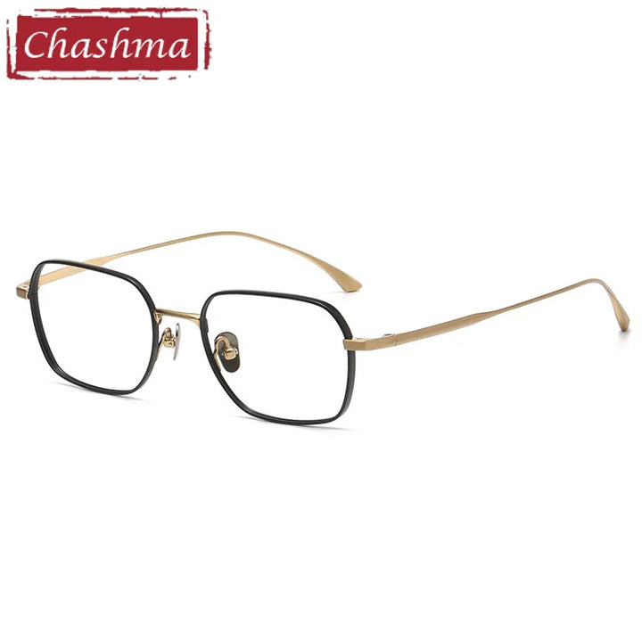 Chashma Ottica Men's Full Rim Small Square Titanium Eyeglasses 14539 Full Rim Chashma Ottica   
